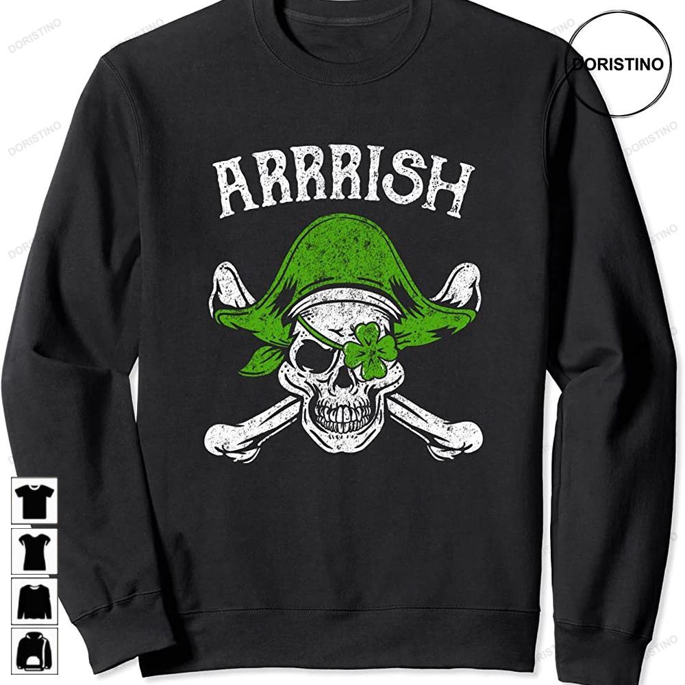 Arrrish St Patricks Day Irish Pirate Skull Shamrock Gift Awesome Shirts