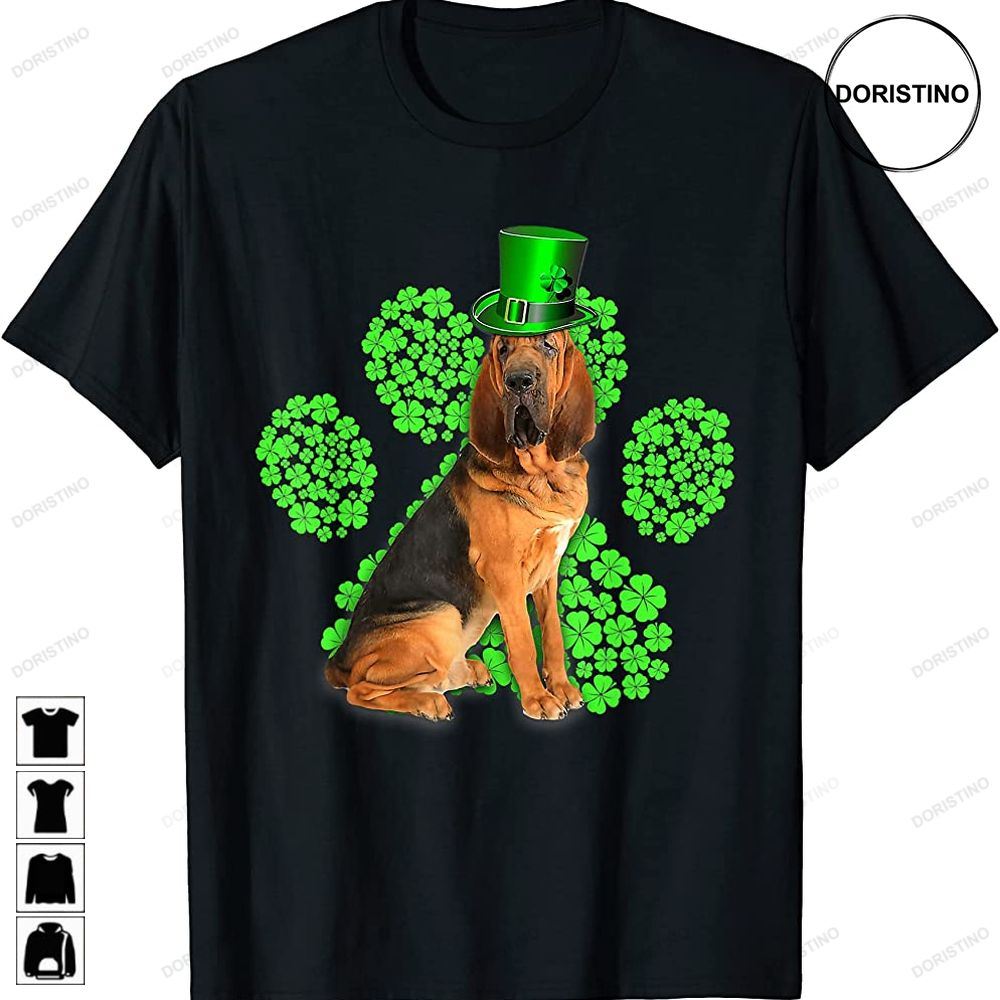 Bloodhound Shamrock Paw Clovers St Patricks Day Limited Edition T-shirts