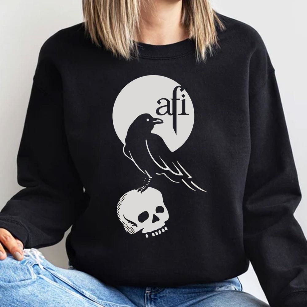 Crow On Skull At Midnight Afi Awesome Shirts