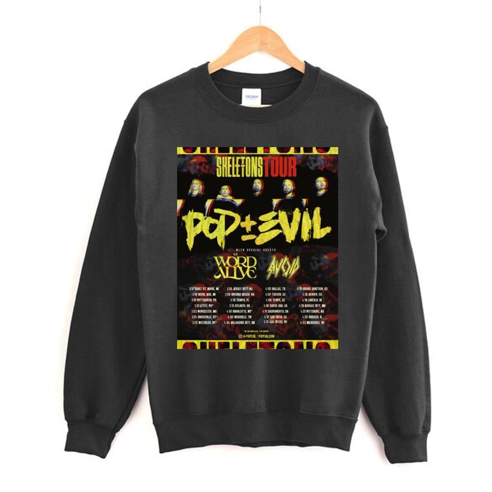 Skeletons Tour Pop Evil Dates Limited Edition T-shirts