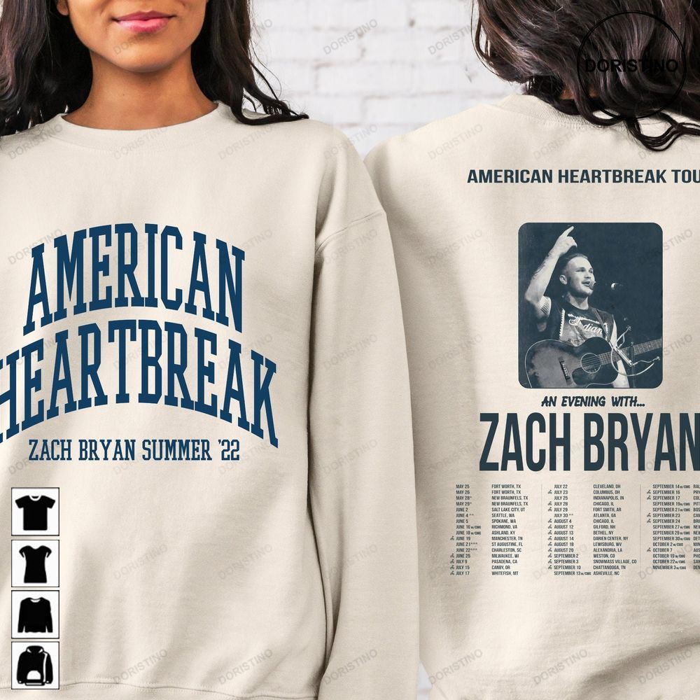 American Heartbreak Tour Printed Front And Back Or Zach Bryan 90s Rap Zach Bryan Album Music Limited Edition T-shirts