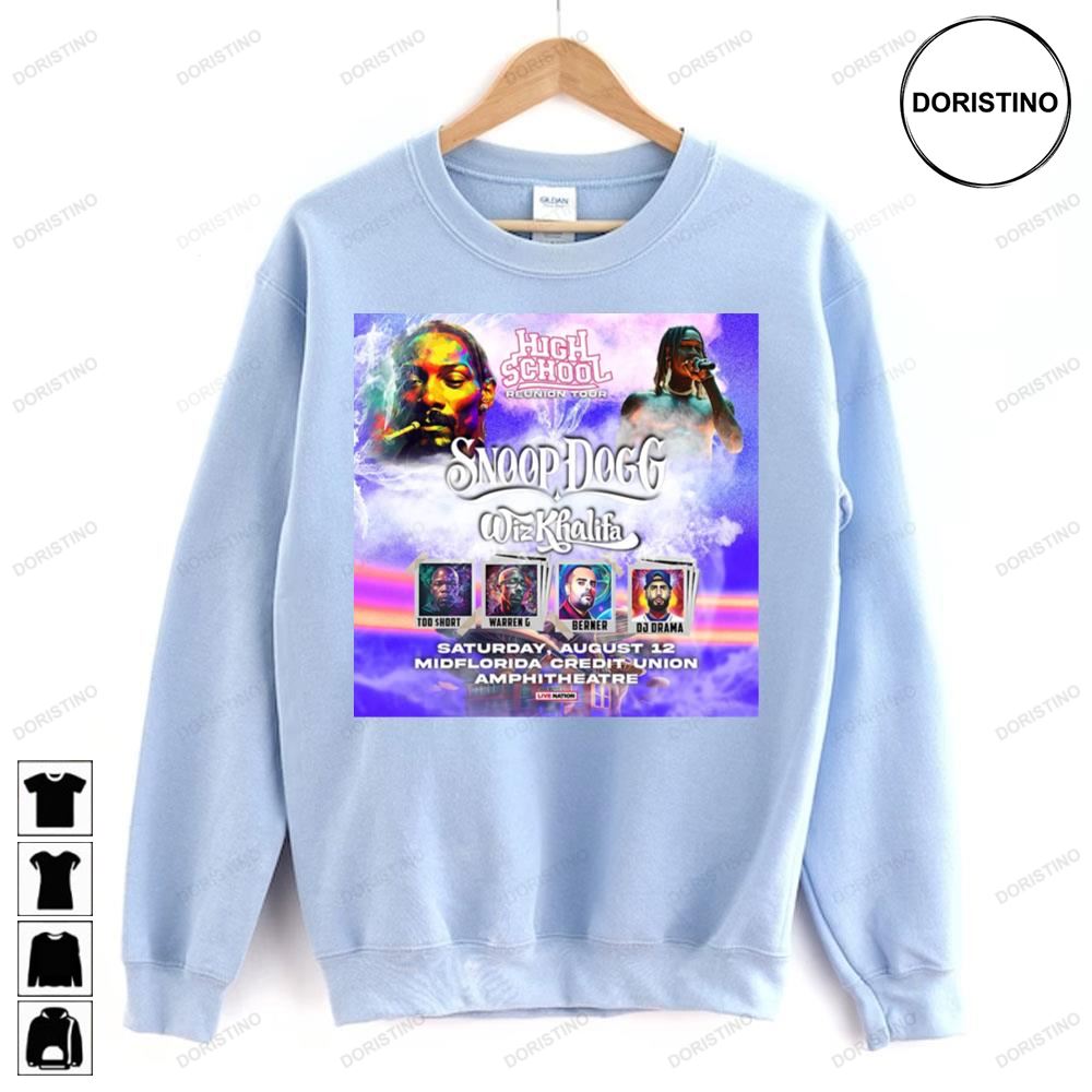 High School Reunion Tour Snoop Dogg Wiz Khalifa Too Short Warren G Berner Dj Drama Limited Edition T-shirts