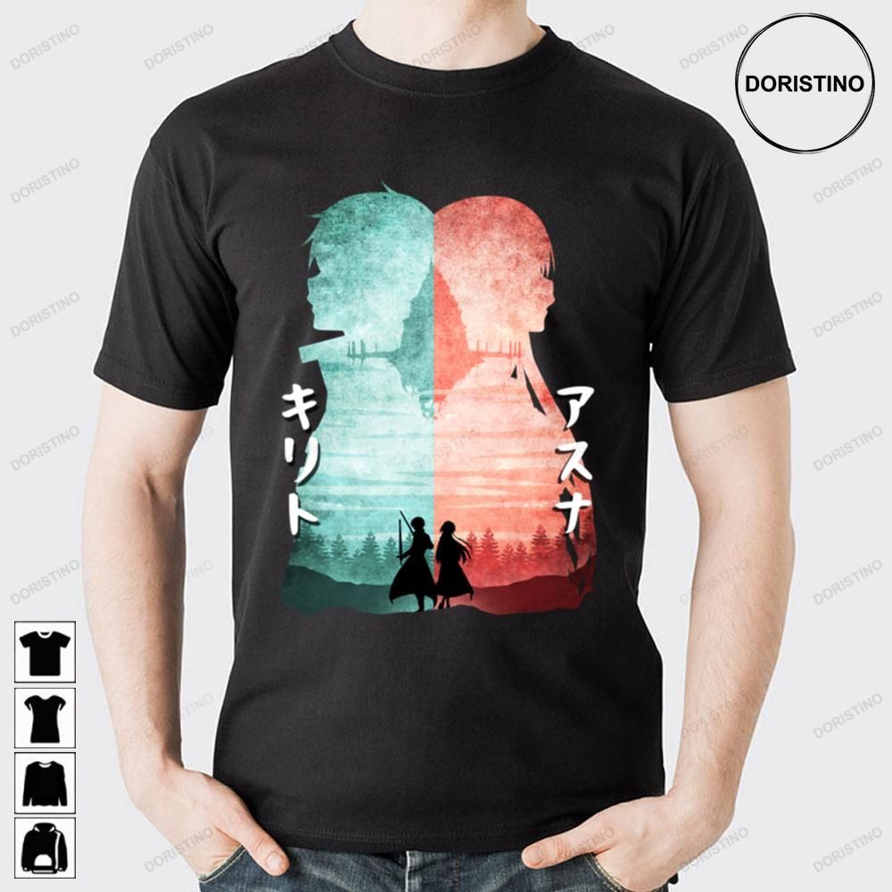 Minimalist Silhouette Kirito And Asuna Sword Art Online Doristino Awesome Shirts