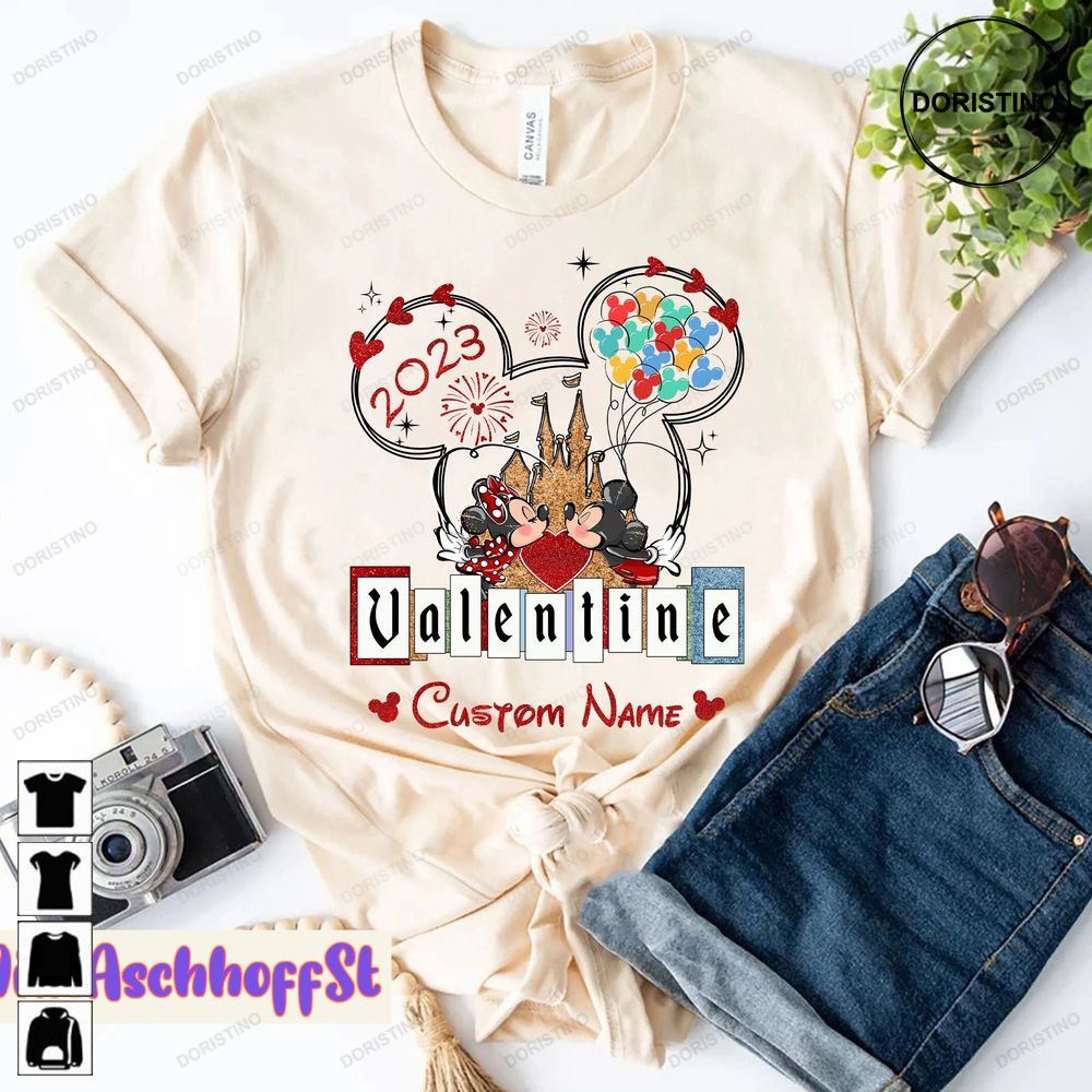 Custom Disney Valentine Mickey Minnie Valentine Art Limited Edition T-shirts