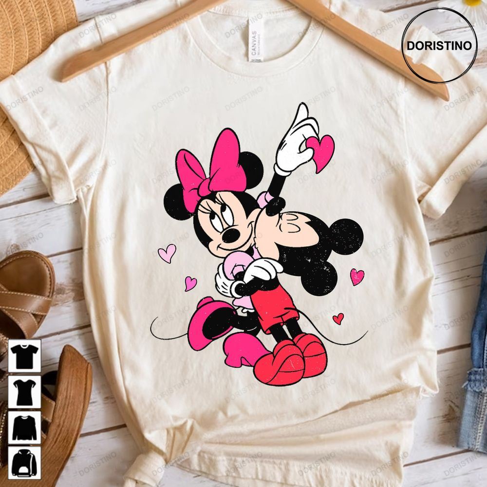 Cute Mickey And Minnie Mosue Love Heart Retro Disney Trending Style
