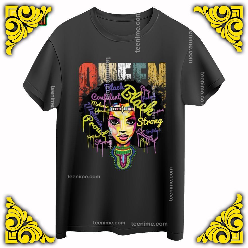 African Queen Juneteenth Tee Shirts For Women Educated Black Girl Magic Copy