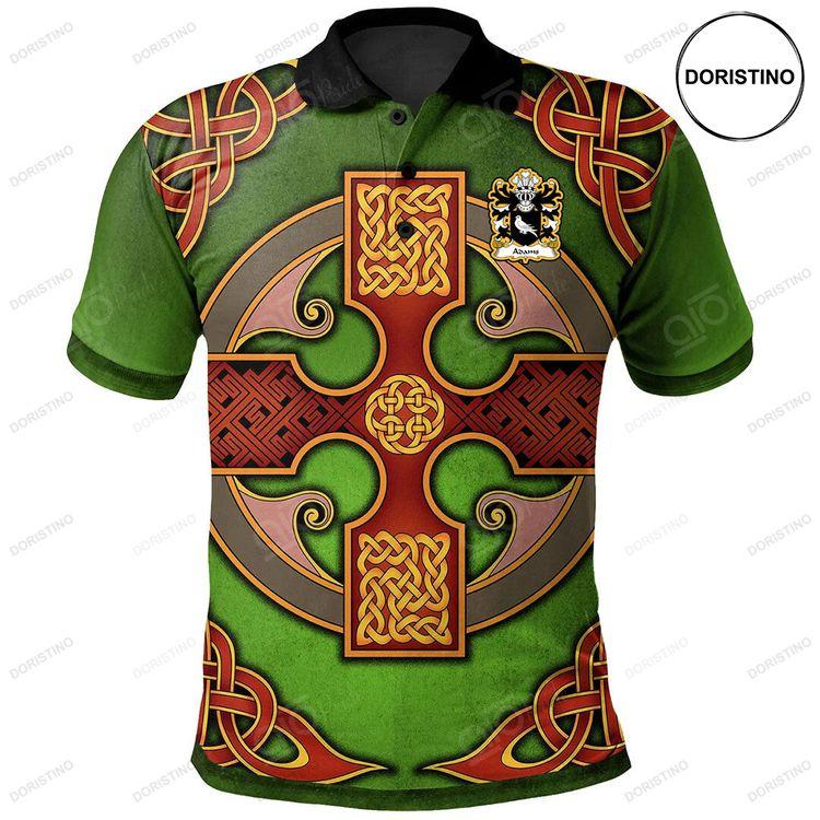 Adams Patrickchurch Pembrokeshire Welsh Family Crest Polo Shirt Vintage Celtic Cross Green Doristino Polo Shirt|Doristino Awesome Polo Shirt|Doristino Limited Edition Polo Shirt}