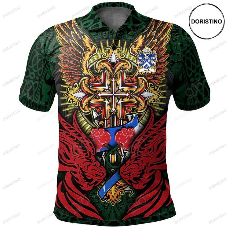 Aleth King Of Dyfed Welsh Family Crest Polo Shirt Red Dragon Duo Celtic Cross Doristino Polo Shirt|Doristino Awesome Polo Shirt|Doristino Limited Edition Polo Shirt}