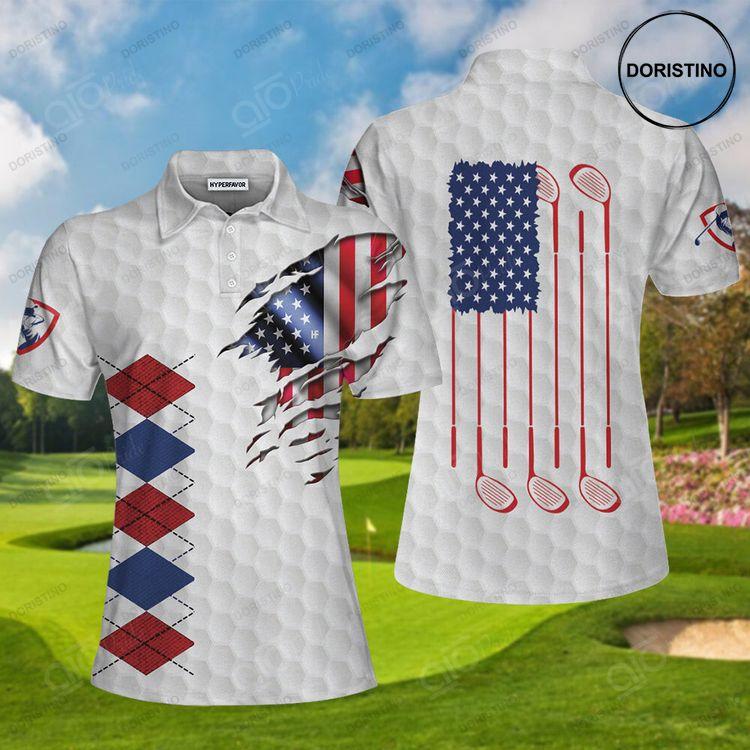 American Flag With Argyle Pattern Golf Short Sleeve Women Polo Shirt Best Female Golf Gift Idea Doristino Polo Shirt|Doristino Awesome Polo Shirt|Doristino Limited Edition Polo Shirt}