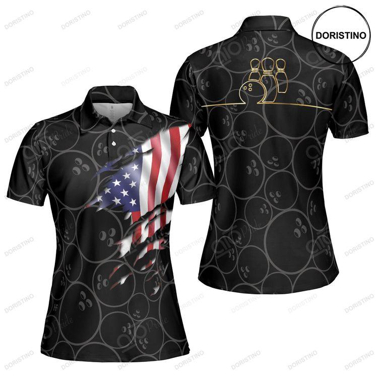 American Flag With Bowling Pattern Short Sleeve Women Polo Shirt Doristino Polo Shirt|Doristino Awesome Polo Shirt|Doristino Limited Edition Polo Shirt}