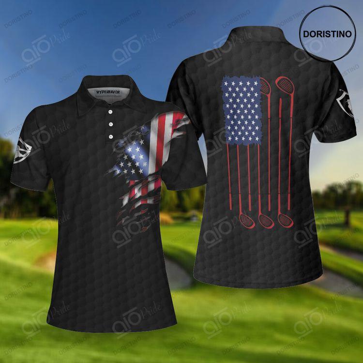 American Women Golfer Black Version Golf Short Sleeve Women Polo Shirt American Flag Ladies Golf Shirt Doristino Polo Shirt|Doristino Awesome Polo Shirt|Doristino Limited Edition Polo Shirt}