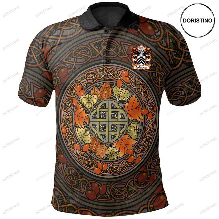 Archdeacon Welsh Family Crest Polo Shirt Mid Autumn Celtic Leaves Doristino Polo Shirt|Doristino Awesome Polo Shirt|Doristino Limited Edition Polo Shirt}