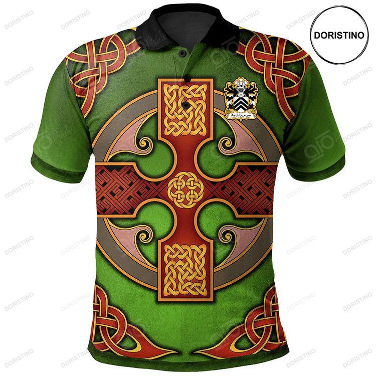 Archdeacon Welsh Family Crest Polo Shirt Vintage Celtic Cross Green Doristino Polo Shirt|Doristino Awesome Polo Shirt|Doristino Limited Edition Polo Shirt}