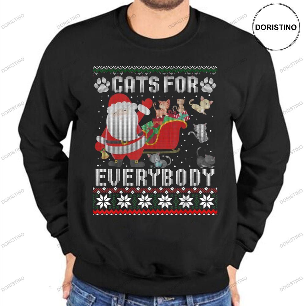 Cats For Everybody Christmas Cute Cat Lover Knit Pattern Shirts