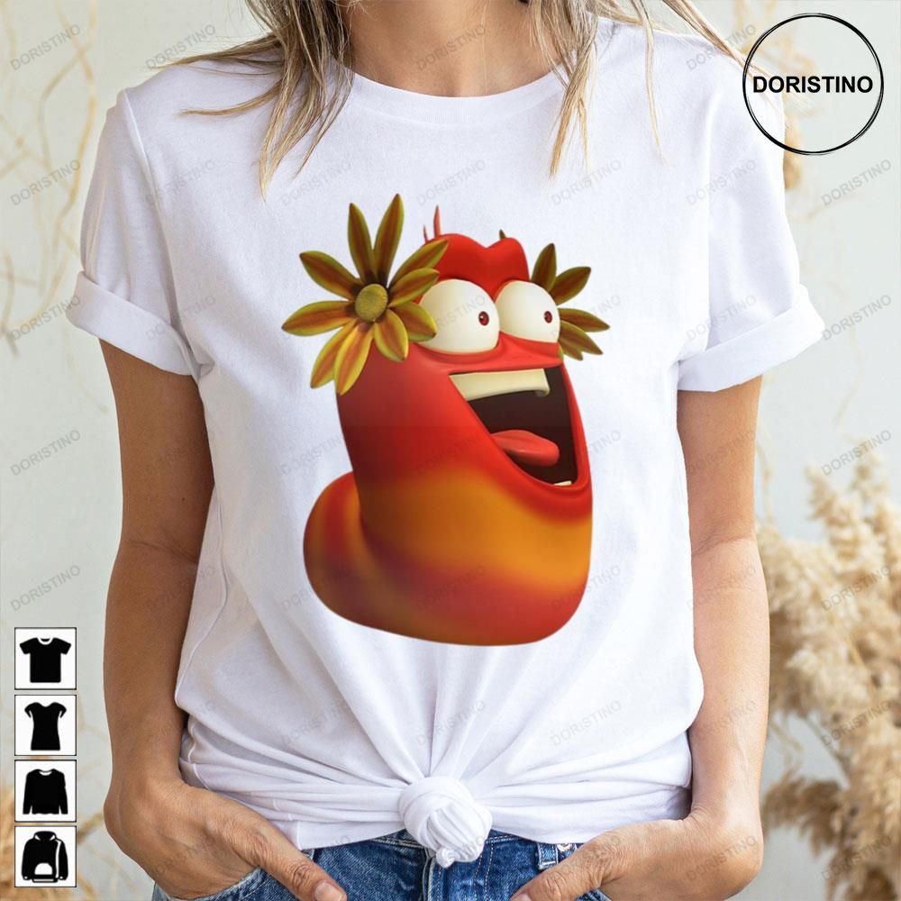 Flower And Red Larva Cartoon Awesome Shirts