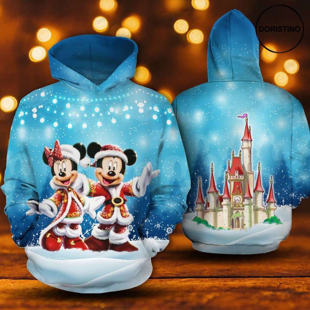 Minnie Christmas Costume In Blue All Over Print Hoodie