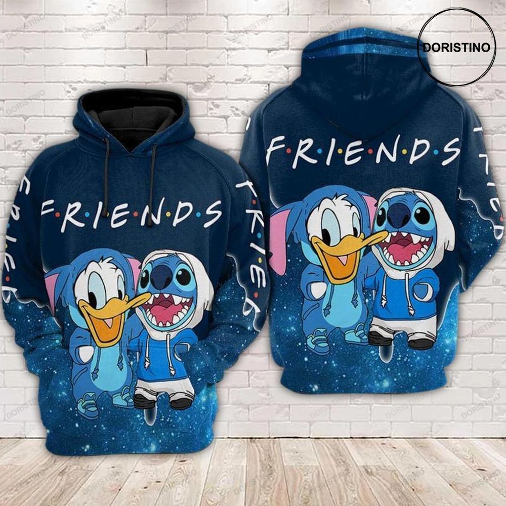 Stitch And Donald Duck Are Friends V2 Awesome 3D Hoodie