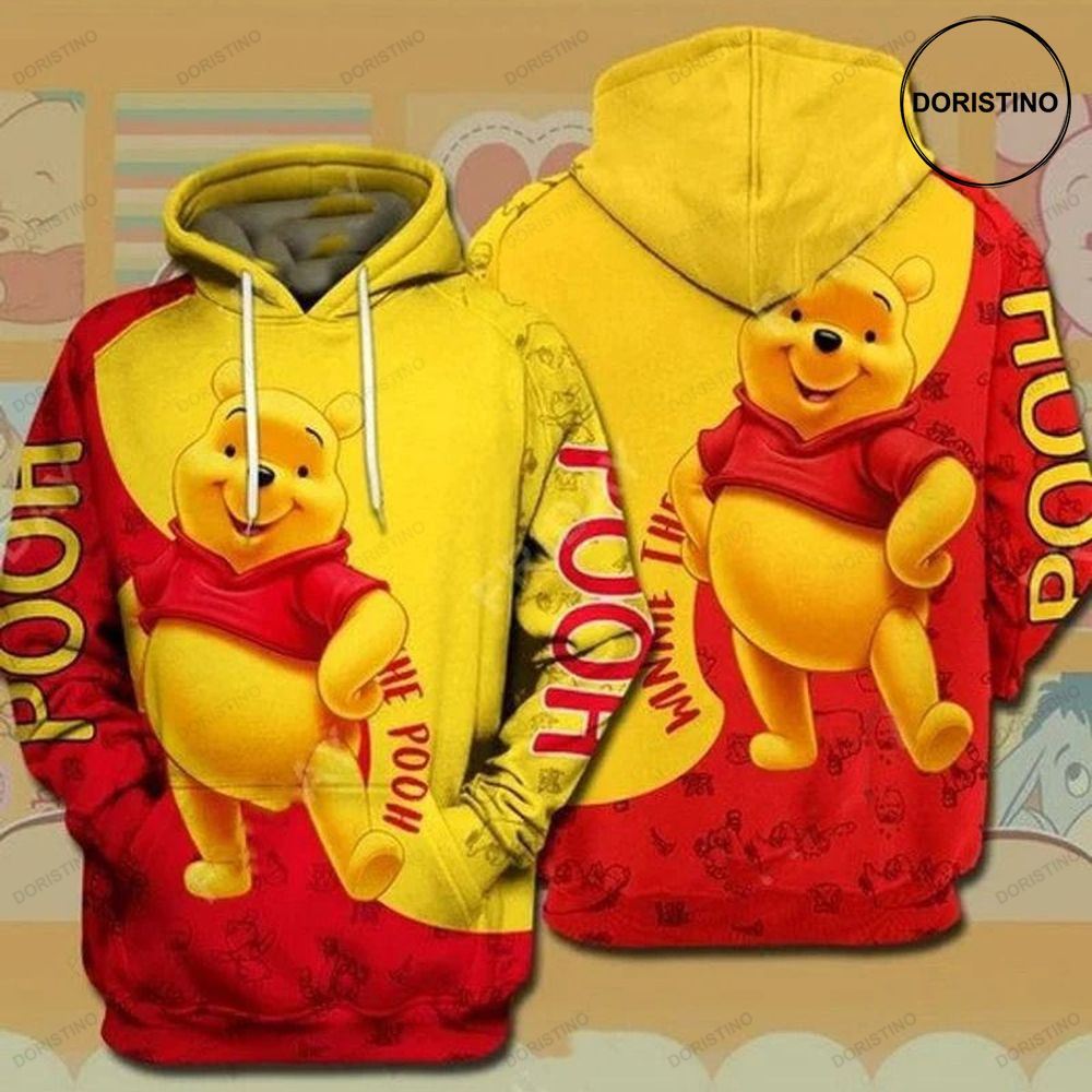 Winnie The Pooh Red And Yellow All Over Print Hoodie