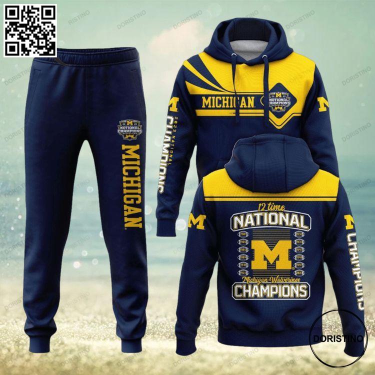 12 Time National Champions Michigan Wolverines College Football Playoff 2023 Limited Edition 3D Hoodie