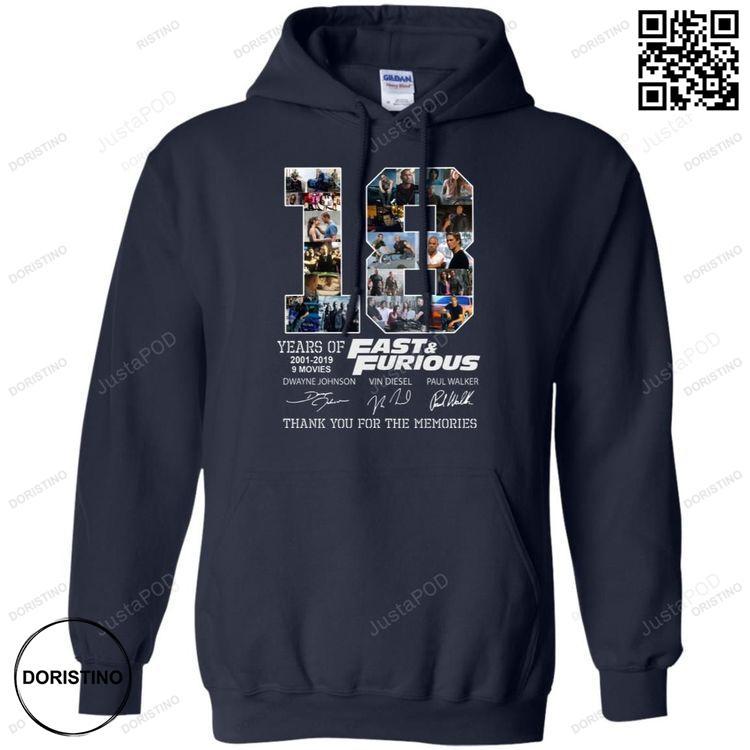 18 Years Of Fast Furious 2001 2019 Thank You For The Memories All Over Print Hoodie