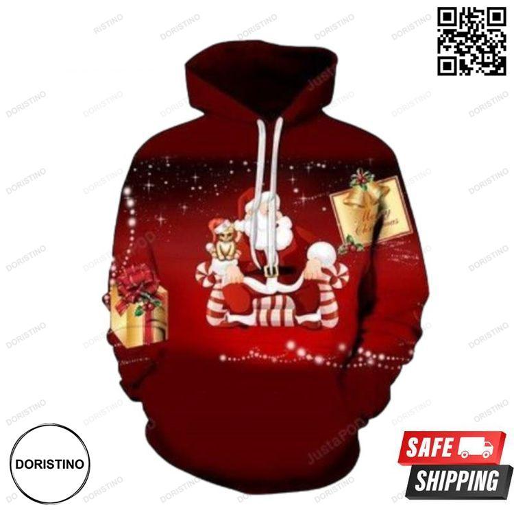 2020 Christmas And Pered Custom The Pattern Of Santa Sitting On The Sofa At Christmas Graphic All Over Print Hoodie