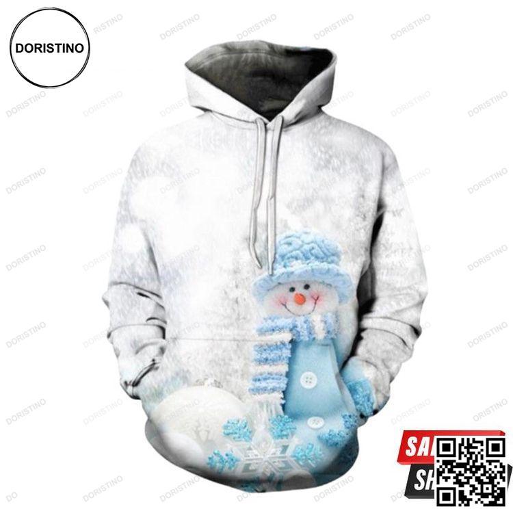 2020 Christmas Fashion And Pered Custom Christmas Blue Snowman Graphic Limited Edition 3D Hoodie