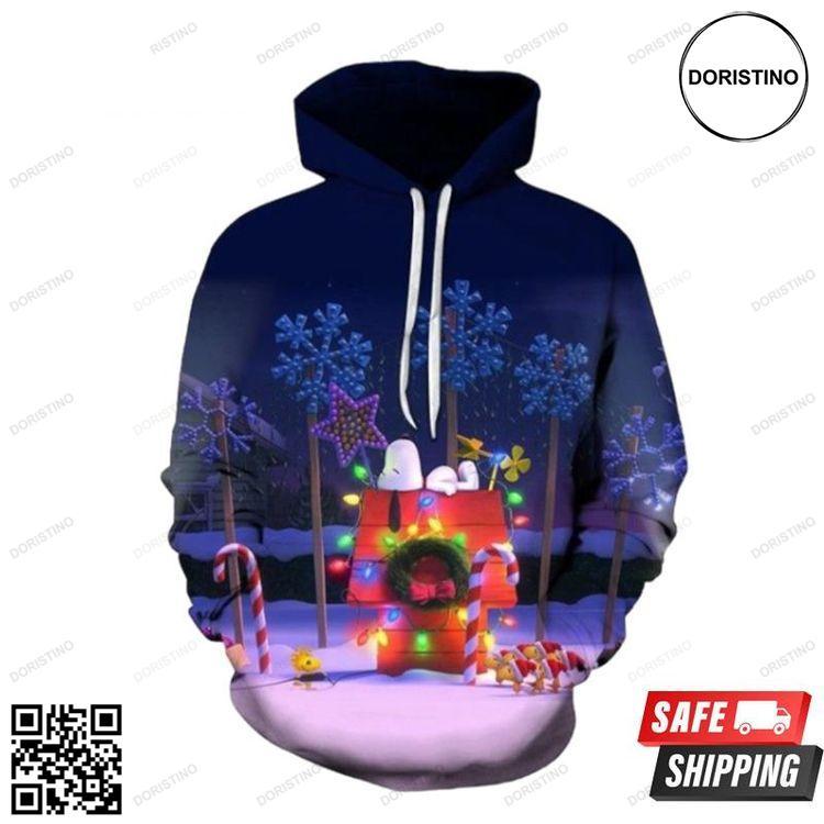 2020 Christmas Fashion And Pered Custom Christmas Lights And Small Houses Graphic Limited Edition 3D Hoodie