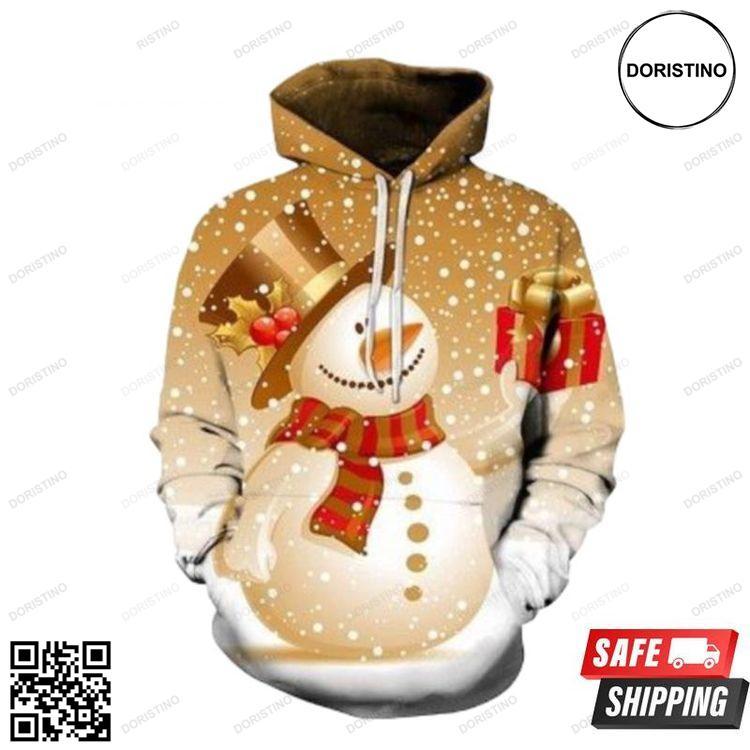 2020 Christmas Fashion And Pered Custom Patterns Of Christmas Snowman Gifts Graphic Limited Edition 3D Hoodie