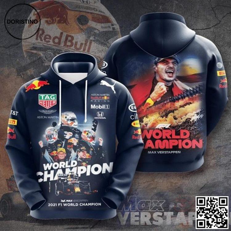 2021 F1 World Champion Max Verstappen Blue Awesome 3D Hoodie