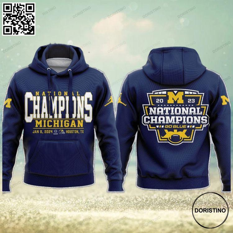2023 National Champions Go Blue Michigan Wolverines All Over Print Hoodie
