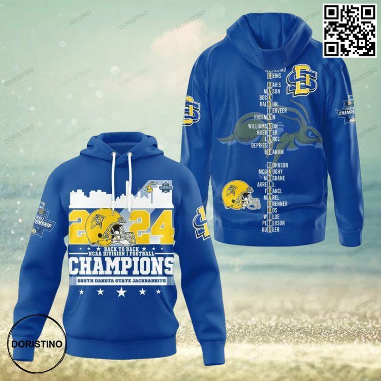 2024 Back To Back Ncaa Division I Football Champions South Dakota State Jackrabbits 3d Awesome 3D Hoodie