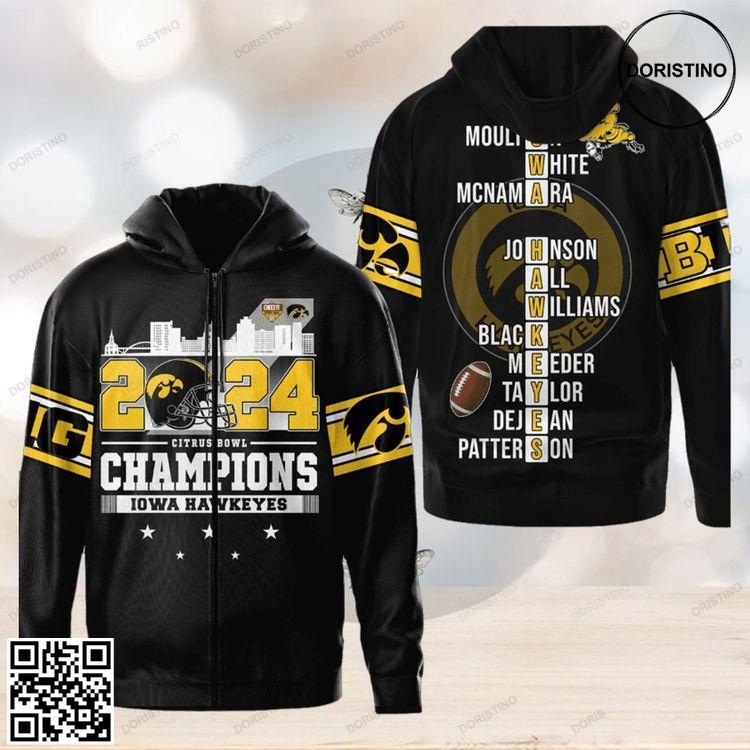 2024 Citrus Bowl Champions Iowa Hawkeyes All Over Print Hoodie