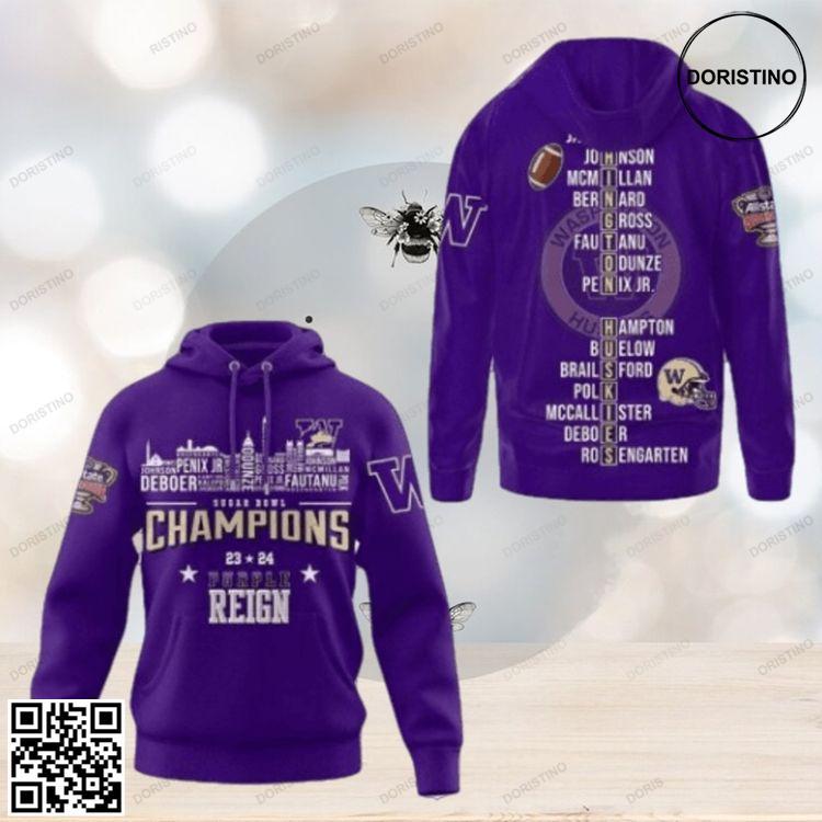 2024 Sugar Bowl Champions Washington Huskies Purple Reign 2 Limited Edition 3D Hoodie