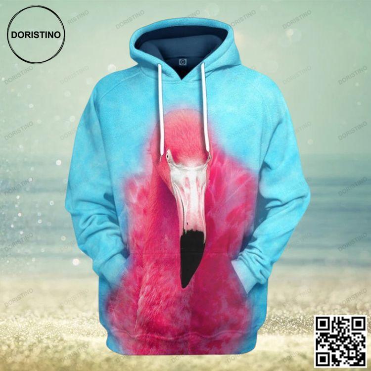 3d Flamingo Blue All Over Print Hoodie
