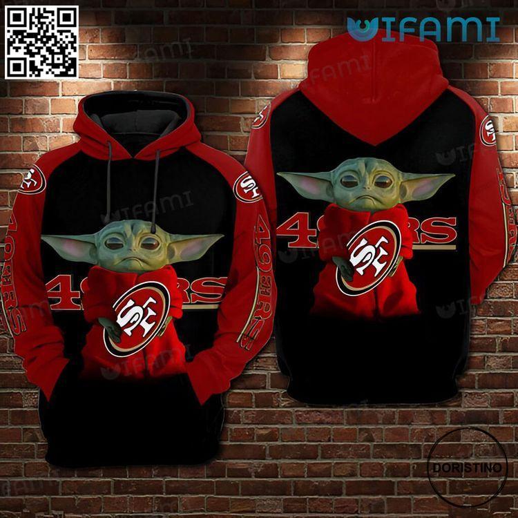 49ers Baby Yoda Holding Logo San Francisco 49ers Gift Awesome 3D Hoodie