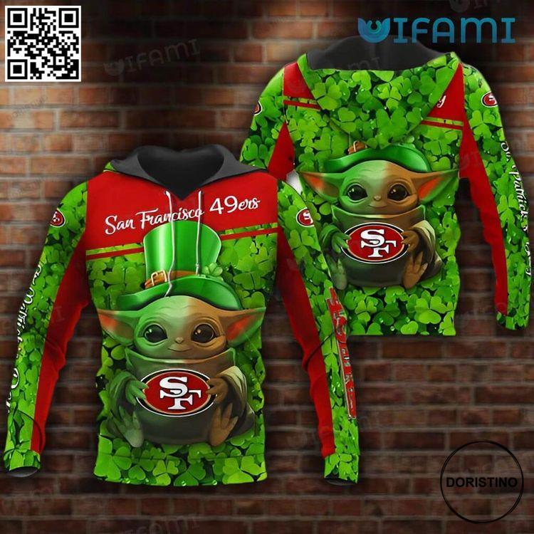 49ers Baby Yoda St Patricks Day Brown San Francisco 49ers Gift Awesome 3D Hoodie