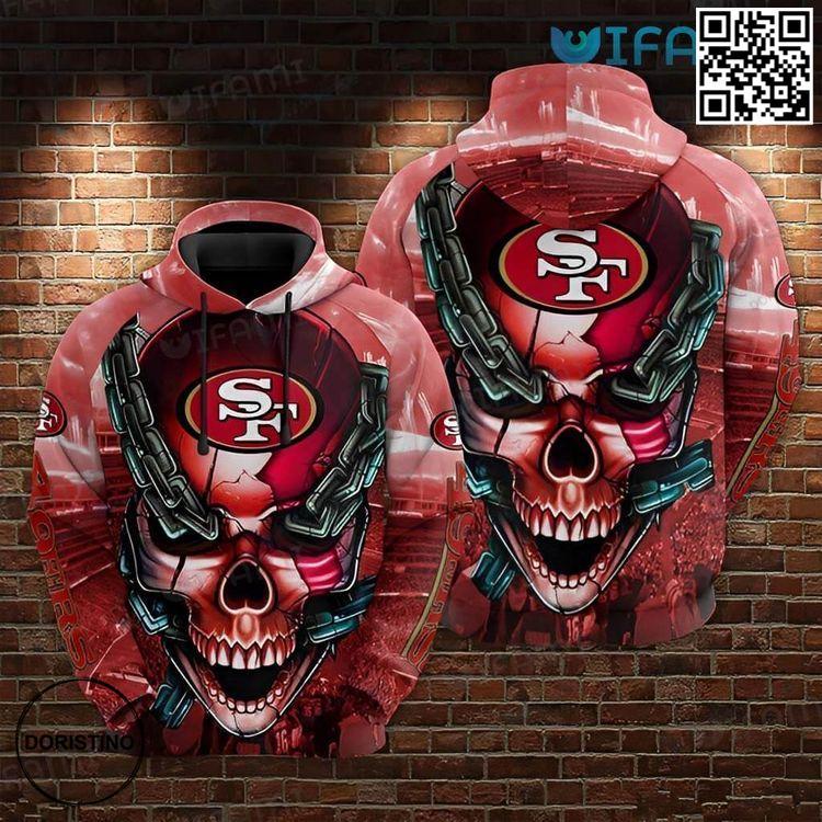 49ers Skull Chained Skull San Francisco 49ers Gift Limited Edition 3D Hoodie
