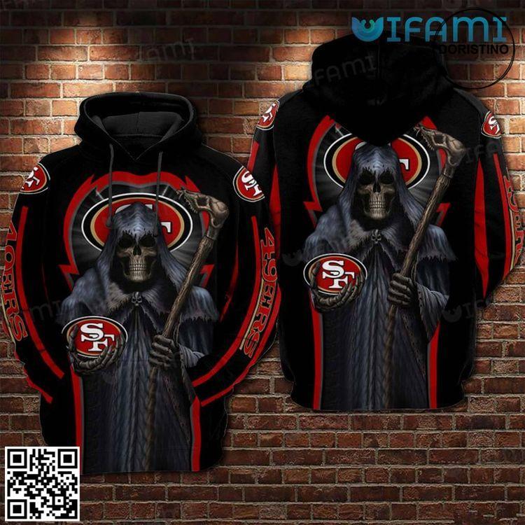 49ers Skull Death Holding Logo San Francisco 49ers Gift All Over Print Hoodie