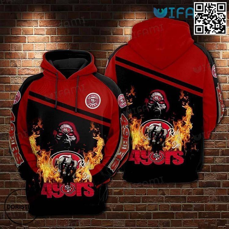 49ers Skull Fire Death Holding Logo San Francisco 49ers Gift Awesome 3D Hoodie