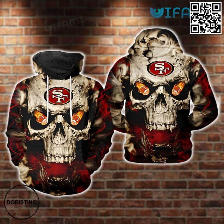 49ers Skull Fire Eyes San Francisco 49ers Gift Limited Edition 3D Hoodie