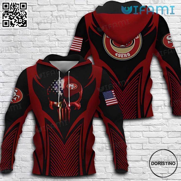 49ers Skull Punisher Skull Usa Flag San Francisco 49ers Gift Limited Edition 3D Hoodie