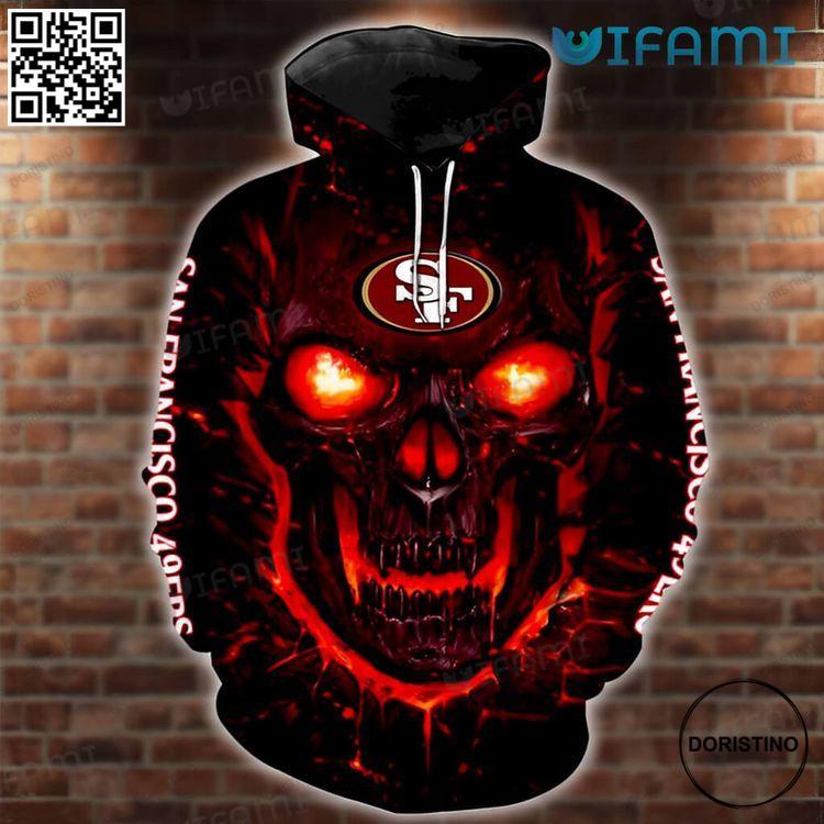 49ers Skull Red Fire Skull San Francisco 49ers Gift Awesome 3D Hoodie
