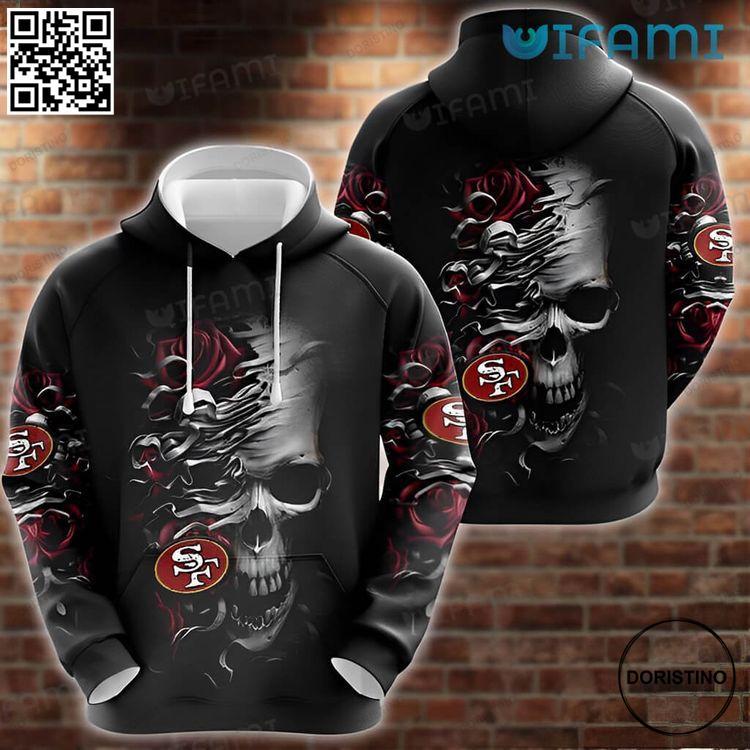 49ers Skull Rose Skull San Francisco 49ers Gift Awesome 3D Hoodie