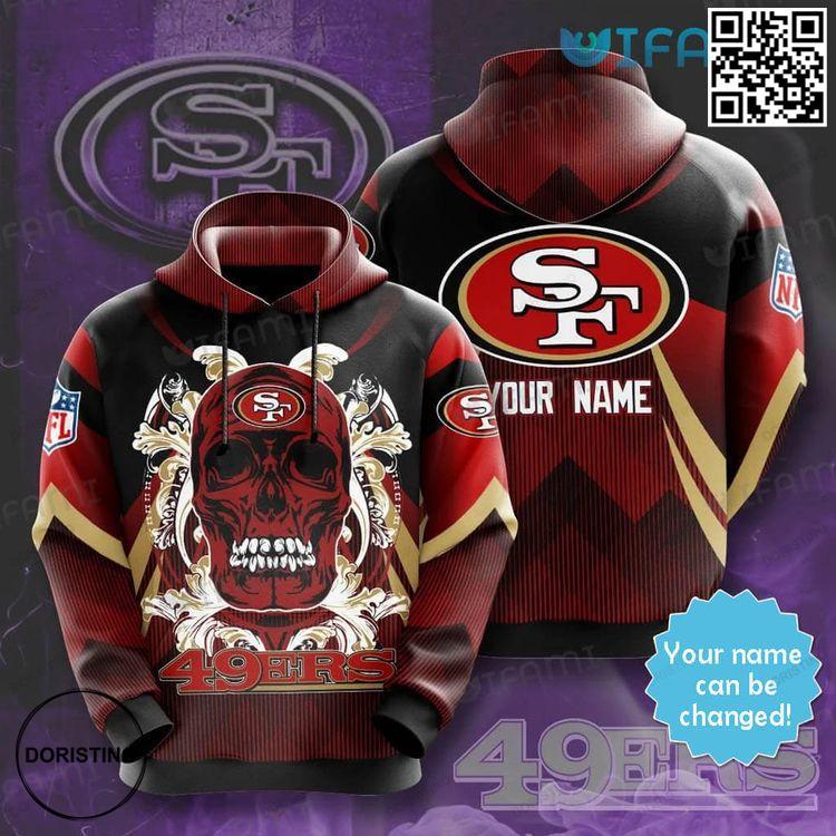 49ers Skull Skull Custom Name San Francisco 49ers Gift All Over Print Hoodie