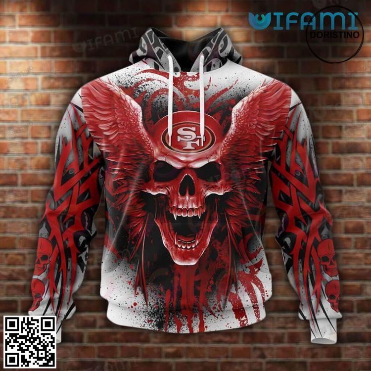49ers Skull Skull With Angel Wings Art San Francisco 49ers Gift Limited Edition 3D Hoodie