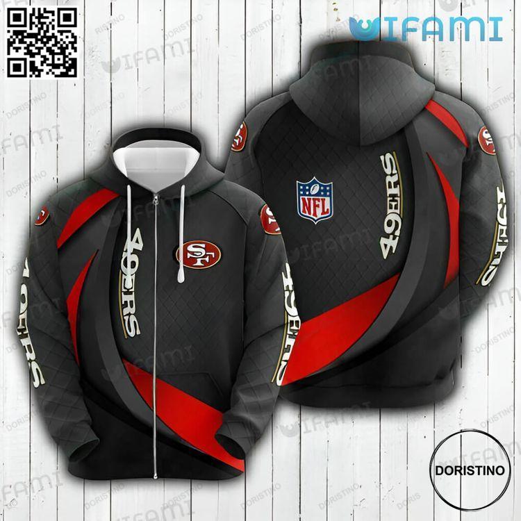 49ers Zip Up Grey Cross Pattern San Francisco 49ers Gift Limited Edition 3D Hoodie