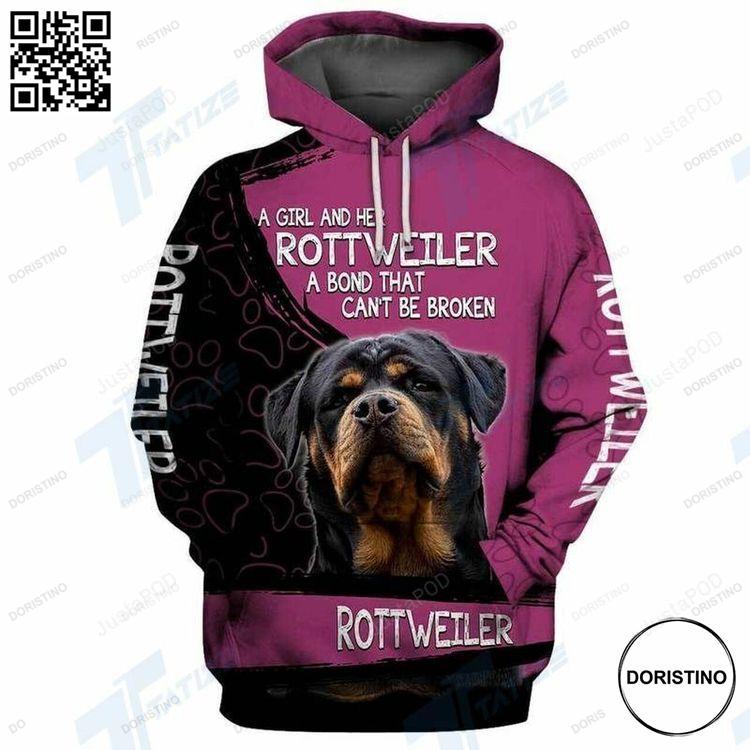 A Girl And Her Rotteweiler A Bond That Cant Be Broken 3d Awesome 3D Hoodie