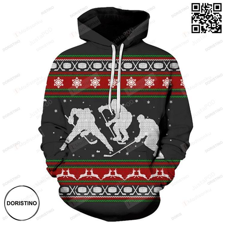 A Merry Hockey Christmas 3d Awesome 3D Hoodie