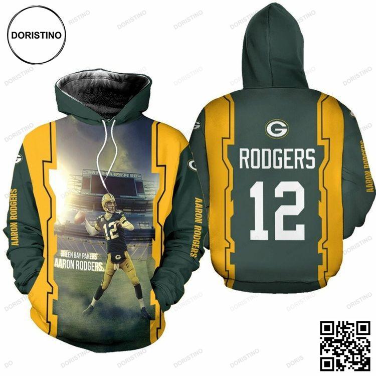 Aaron Rodgers 12 Green Bay Packers Nfl All All Over Print Hoodie