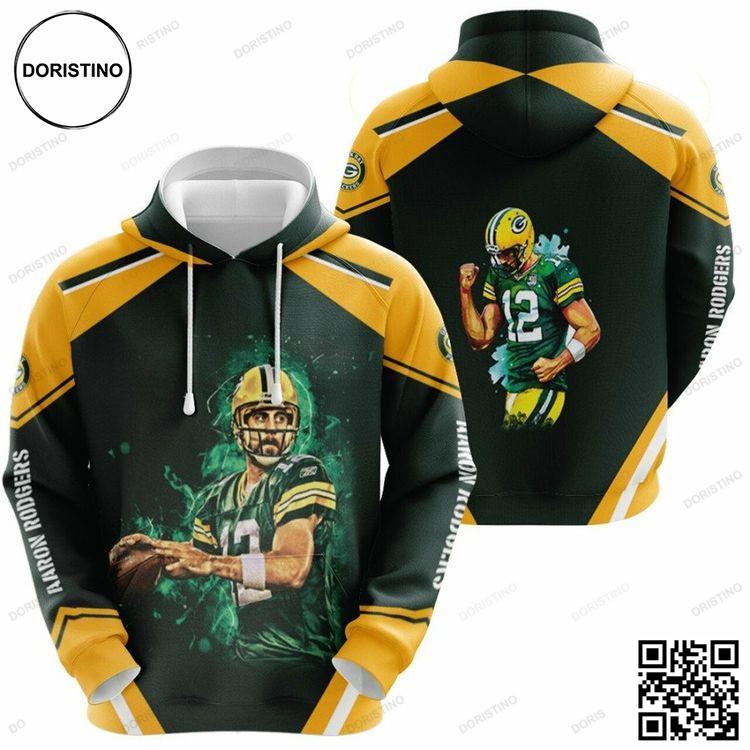 Aaron Rodgers Green Bay Packers Nfl The Best Running Score Player 3d Designed Allover Gift For Rodgers Fans Packers Fans All Over Print Hoodie
